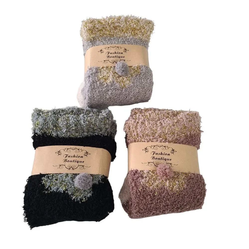 Fashion Boutique Womens Cozy Winter Thermal Fleece Socks Sparkly Set of 3 pairs